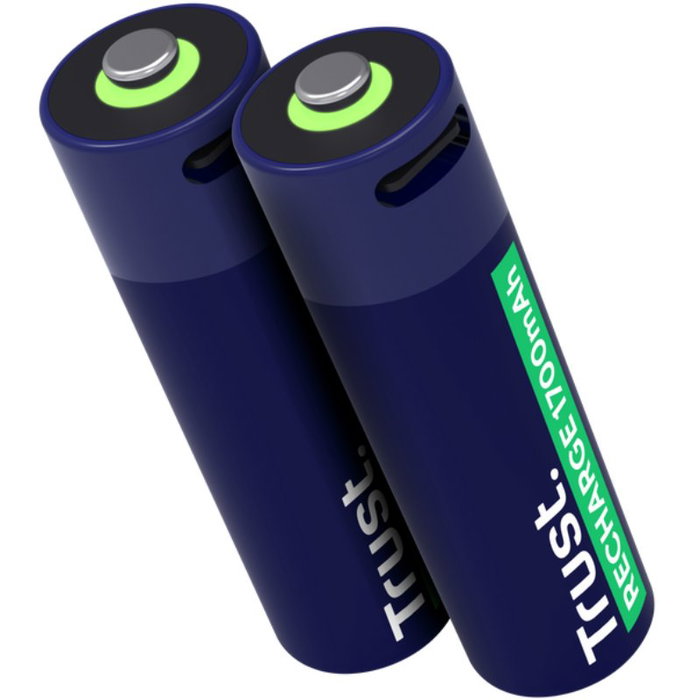 Trust Pack de 2 Pilas Recargables AA USB-C 1700 mAh Trust Pack de 2 Pilas Recargables AA USB-C 1700 mAh